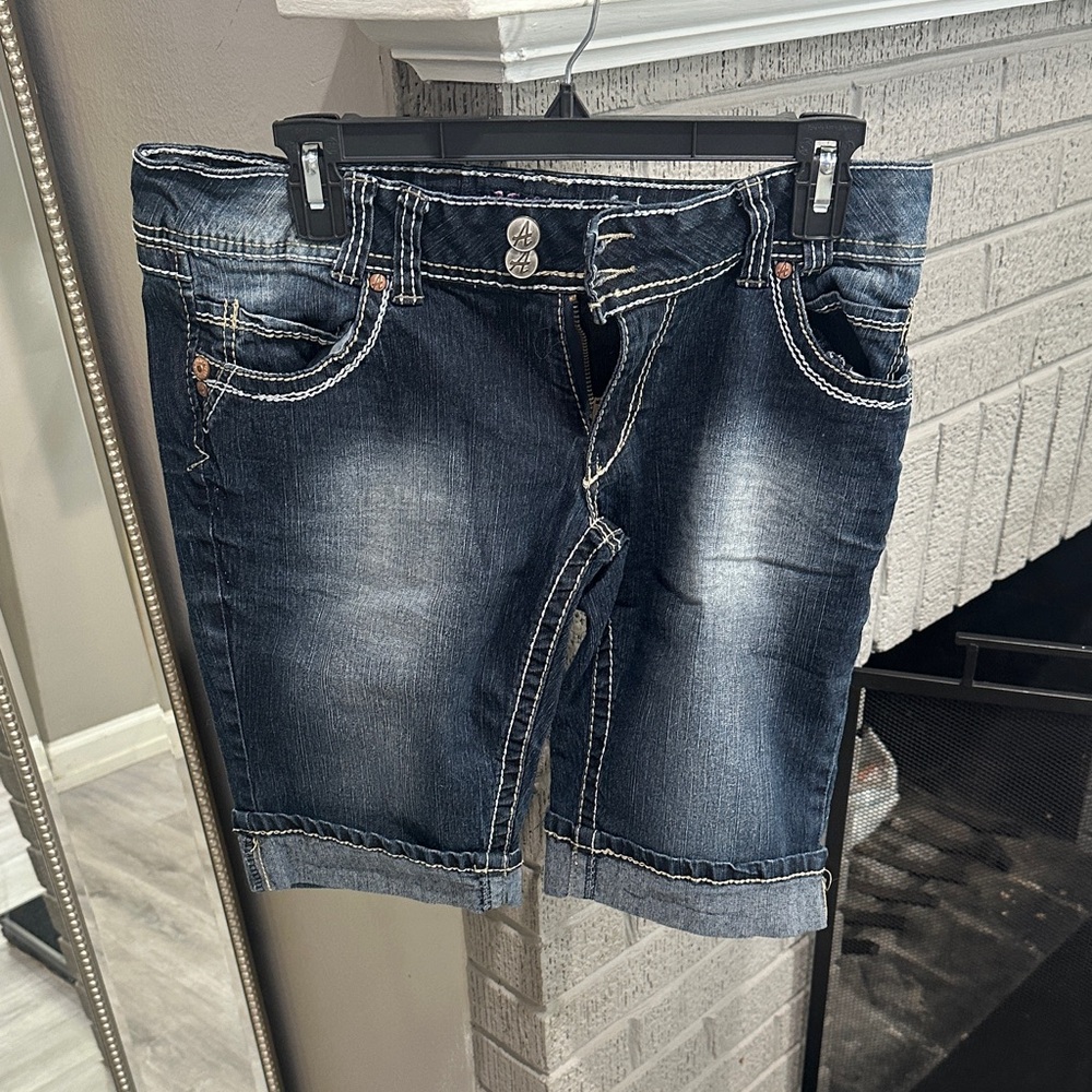 Angels Dark Blue Denim Shorts